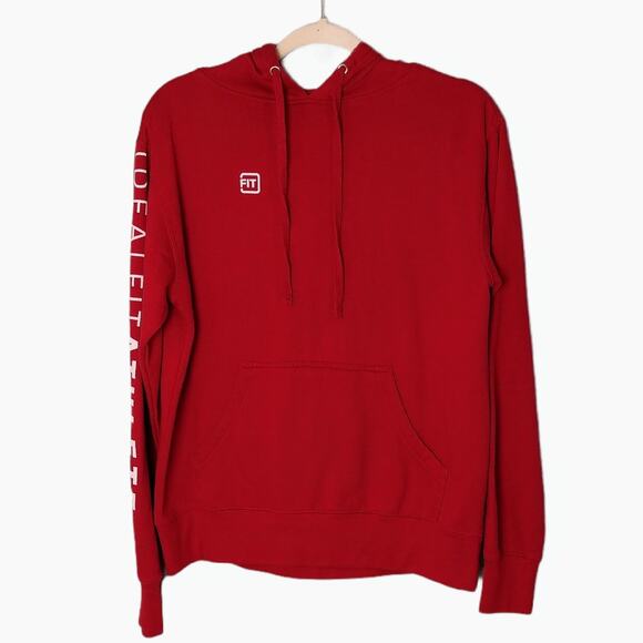 IDEALFIT ATHLETE‎ Womens Sz S Maroon Red Sweatshirt Hooded Pockets Lightweight - Picture 1 of 7